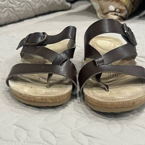 Women's Brown Leather Wedge Sandals by Fitory
